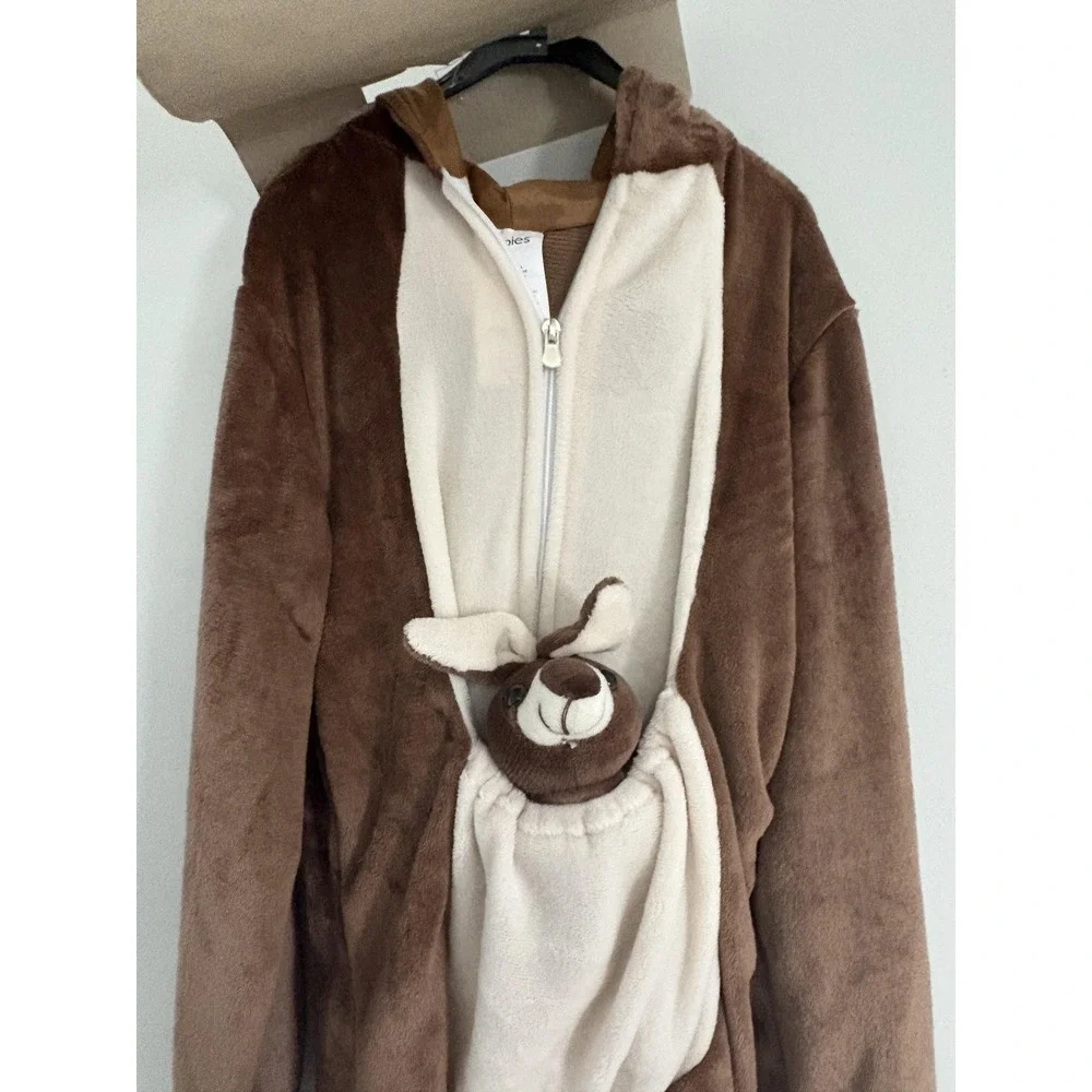Rubie's Kangaroo Costume Jumpsuit Kids L-XL Brown‎ Hooded One-piece Halloween - Picture 3 of 6